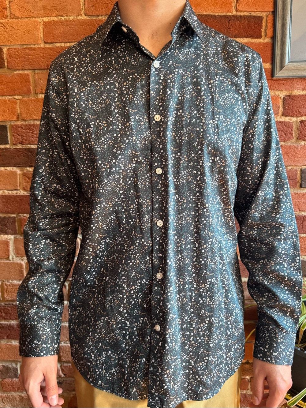 Navy Floral Dress Shirt